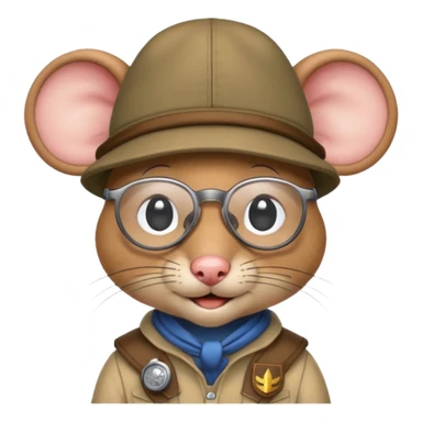 humaniod mice with a scout hat with glasses sticker