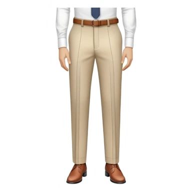 beige dress pants with only white vertical stripes, no horizontal lines, formal trousers with cuffed hem, pinstripe pattern, no grid or checks, isolated garment only sticker