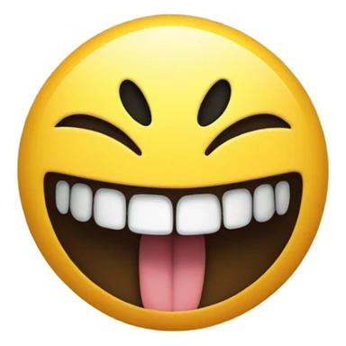 Yellow circle giant mouth with no teeth little black eyes with one eyebrow up sticker