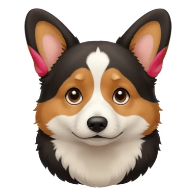 sad black tricolor corgi with no tail sticker