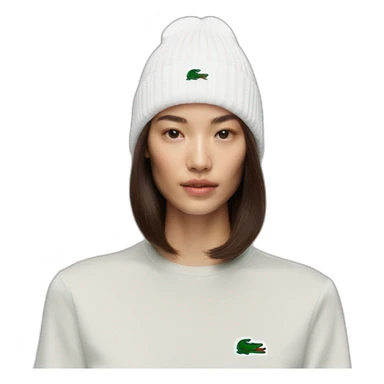 Brunette lacoste beanie with lacoste sticker