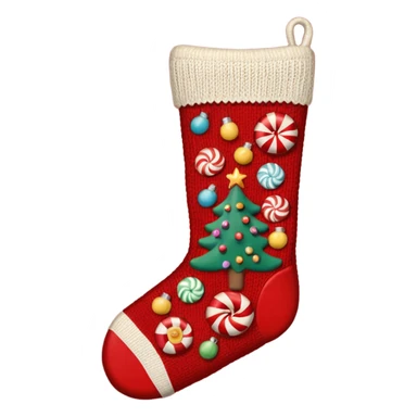 A cozy old-timey Christmas stocking full of vintage toys and candy sticker