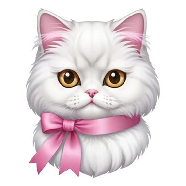 A Persian Cat Neck Wearing a pink silk ribbon sticker