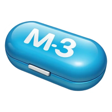 Round Blue pill with “m30” written on it sticker