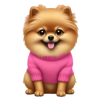 A Pomeranian  with a pink sweater  sticker