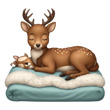 Cute deer sleeping in bed sticker