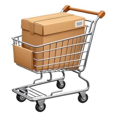 shopping cart with a small box inside sticker