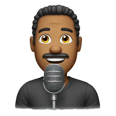 create me an emoji that shows a man in a voice over studio talking to a microphone sticker