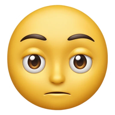 A 3D yellow emoji face giving a side-eye expression, one eyebrow raised, eyes looking sideways with a slightly skeptical or unimpressed look, clean white background, realistic shading, high detail, glossy texture, centered composition. sticker