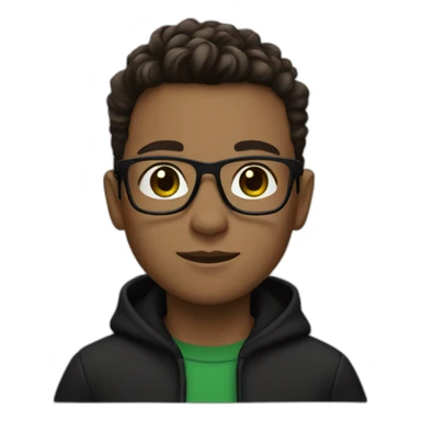 boy with green glasses black sweater brown hair black shooses and a white skin color  sticker