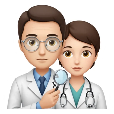 medico olhando a pele de um paciente com uma lupa sticker