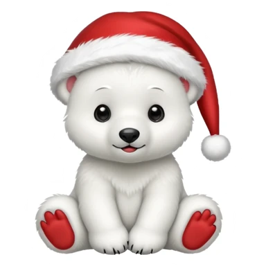 baby polar bear wearing red hat of santa claus sticker
