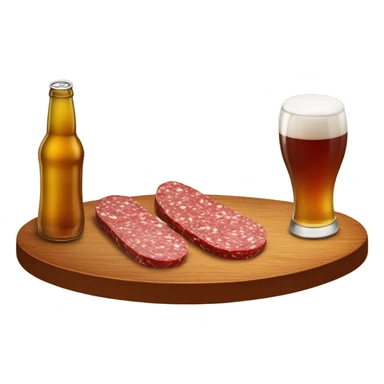salami table with a beer sticker