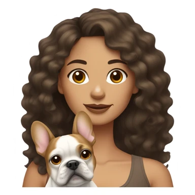 Curly brunette mixed lady with tan french bulldog sticker