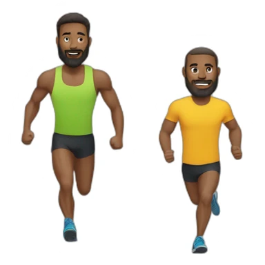 talk between two runners one tall skin with beard one tall and strong sticker
