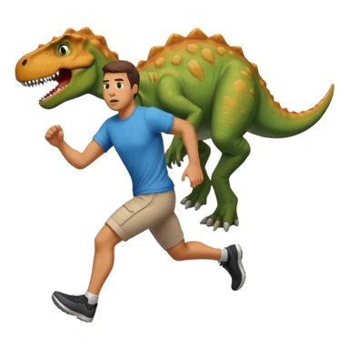 Dude running away from dinosaur sticker