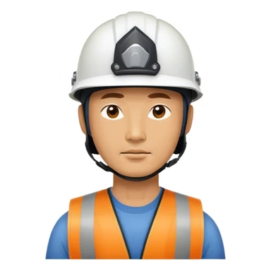 photorealistic korean worker middle age man 
in a helmet sticker