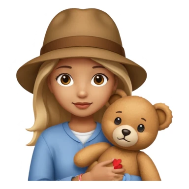 girl wearing hat with teddy bear  sticker