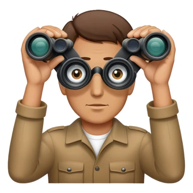 man looking through binoculars sticker