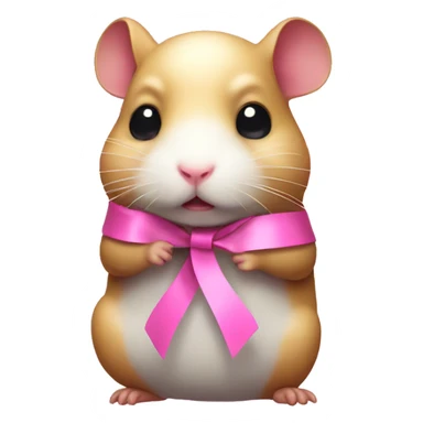 Sad hamster combat with pink ribbon  sticker