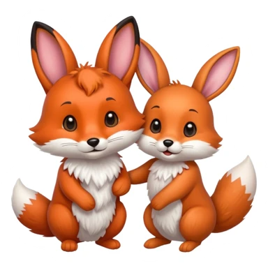 fox and rabbit cute sticker