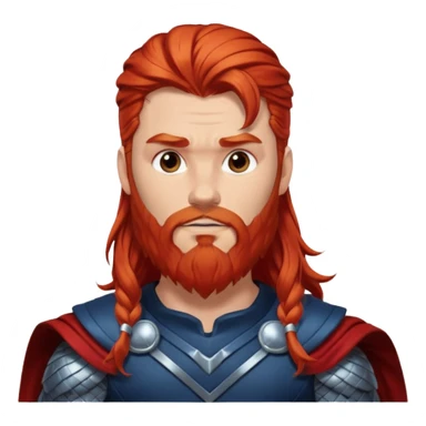 Thor, God of Thunder from Gods and Goddesses with long red hair and beard, silver and dark blue outfit sticker