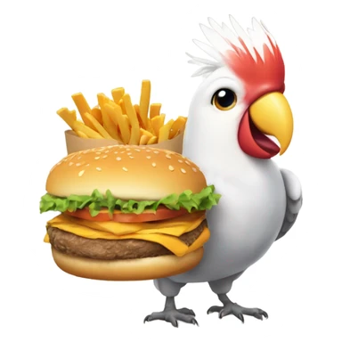 cockatiel bird holding burger sticker