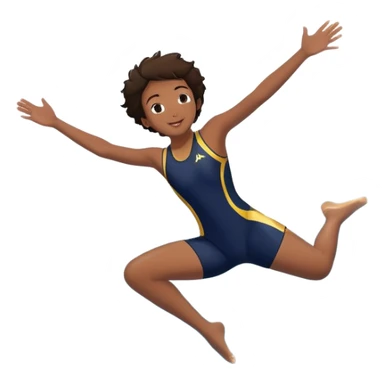 A young person leaps boldly into a sparkling pool named “Confidence,” arms wide, surrounded by skilled divers mid-air. Though less experienced, their fearless energy shines, symbolizing the courage to grow alongside greatness. sticker