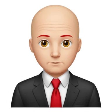 bald with red necktie sticker