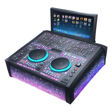 Realistic isolated DJ Sound control console with pink,blue,and purple sparkling diamonds and rhinestones on it. sticker