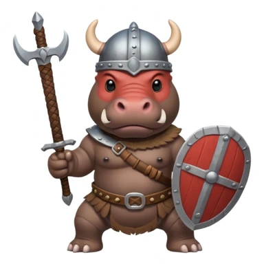 hippo with viking helmet and sword sticker