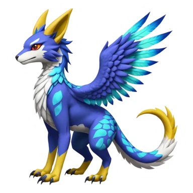 Alpha Renamon-Gryphon-Zeraora-Bastet-Koraidon-Latias-Vernid-Sergal-fusion-hybrid-creature sticker