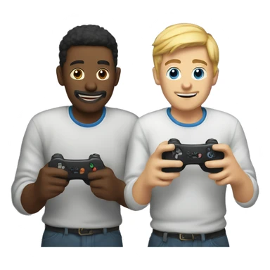 Two dudes playing video games sticker