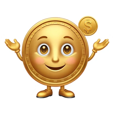 penny coin mascot with a cute face, money savvy, financial advisor character with dollar sign eyes sticker