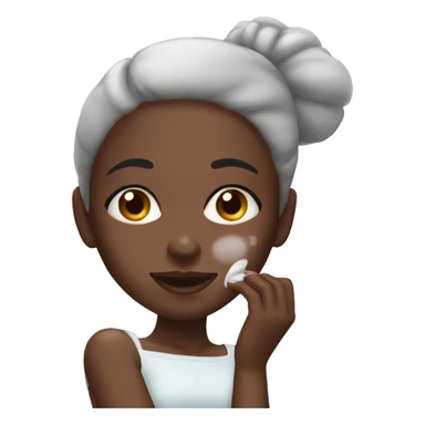 Black girl applying cream on face sticker