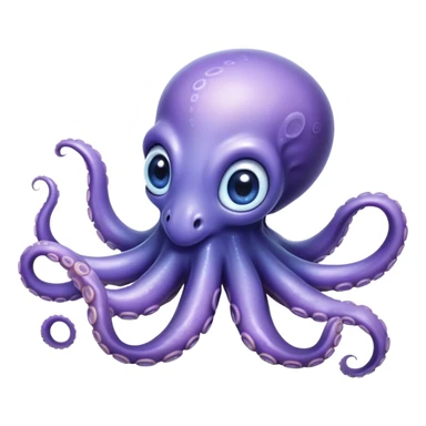Cinematic Noble Baby Octopus Portrait Emoji, Poised and graceful, with a soft, rounded, slightly translucent body in a dreamy light blue-purple hue, large, glistening eyes full of quiet intelligence and mystery, delicate, flowing tentacles curling gently, Simplified yet sophisticated features, highly detailed, glowing with a soft, ethereal oceanic radiance, high shine, elegant and serene, stylized with an air of deep-sea wonder, focused and tranquil, soft glowing outline, capturing the essence of an otherworldly, intelligent little cephalopod, floating effortlessly in the gentle ocean currents! sticker