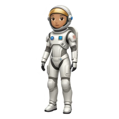 Futuristic astronaut in a high-tech spacesuit, sleek helmet with reflective visor, detailed sci-fi armor, standing pose, science fiction aesthetic sticker