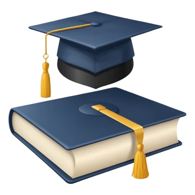 textbook with a graduation cap sticker