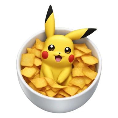 pikachu serves corn flakes breakfast  sticker