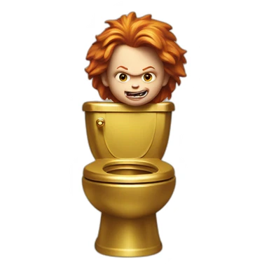 Chucky on a golden toilet sticker