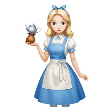 Alice in Wonderland curtseying in her blue dress with white apron sticker