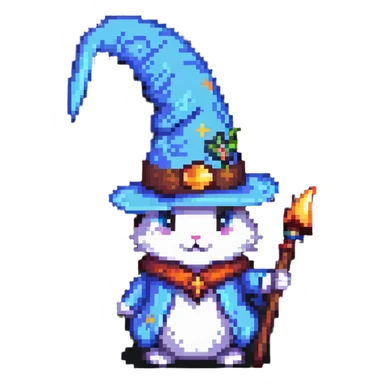 rabbit wizard with magic hat sticker