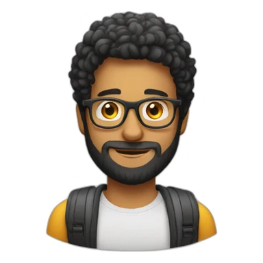 young brazilian man with beard and glasses and t-shirt like a tech bro, hair must be straight hair sticker