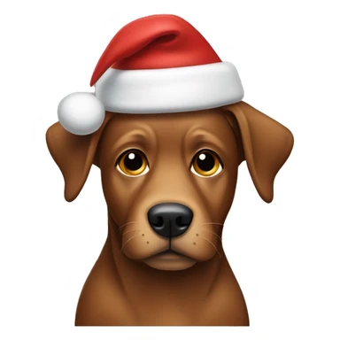 Brown dog wearing a Christmas hat  sticker