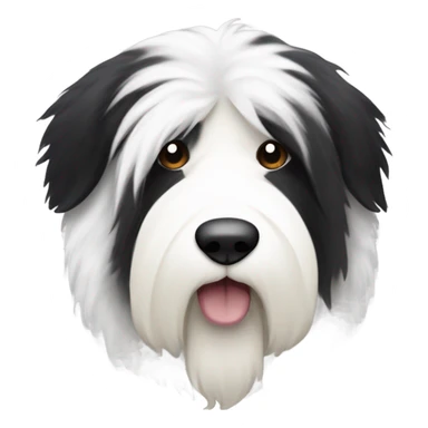 Half white half black old English sheepdog face where left half is white sticker
