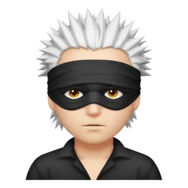 A person with white hair which is standing upward and blindfolded sticker