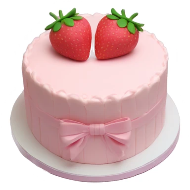 Light Pink strawberries and cream birthday cake with in bow sticker