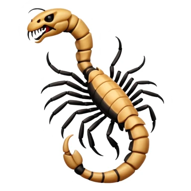 A 3D cartoon scorpion tattoo on a forearm, black ink, detailed stinger and claws, soft lighting, Memoji-style realism. sticker