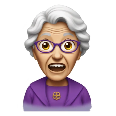 An old woman dressed entirely in purple screams  sticker