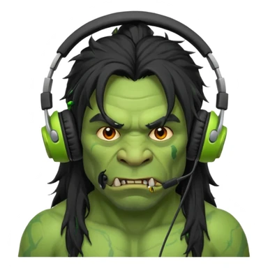 long haired ork with headphones sticker